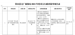 常山县文广旅体局关于公布2021年度重大行政决策事项目录的通知